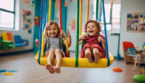A couple of happy children on a sensory swing in Valrico FL