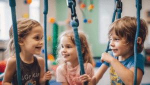 a couple of young children playing on the sensory swing in Dover Fl Therapy session