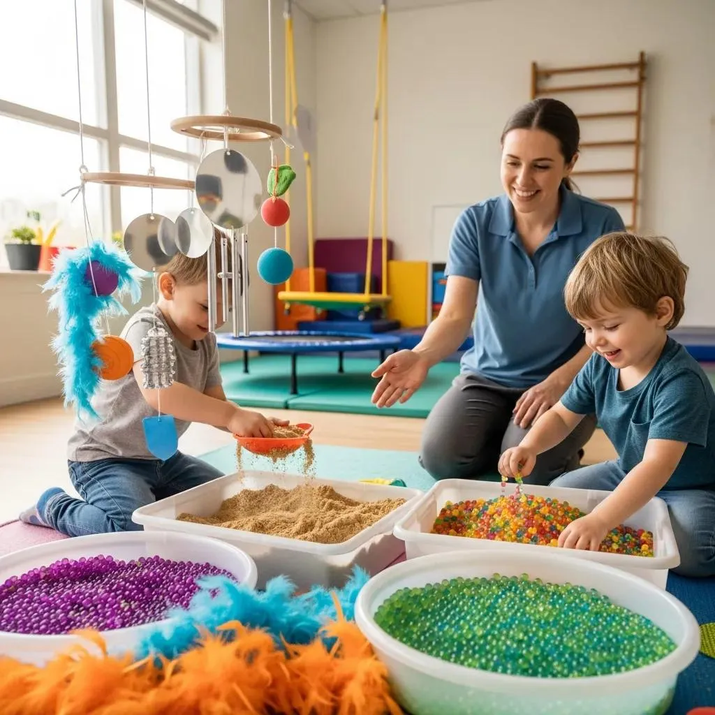 Parents learning sensory strategies together in a community workshop