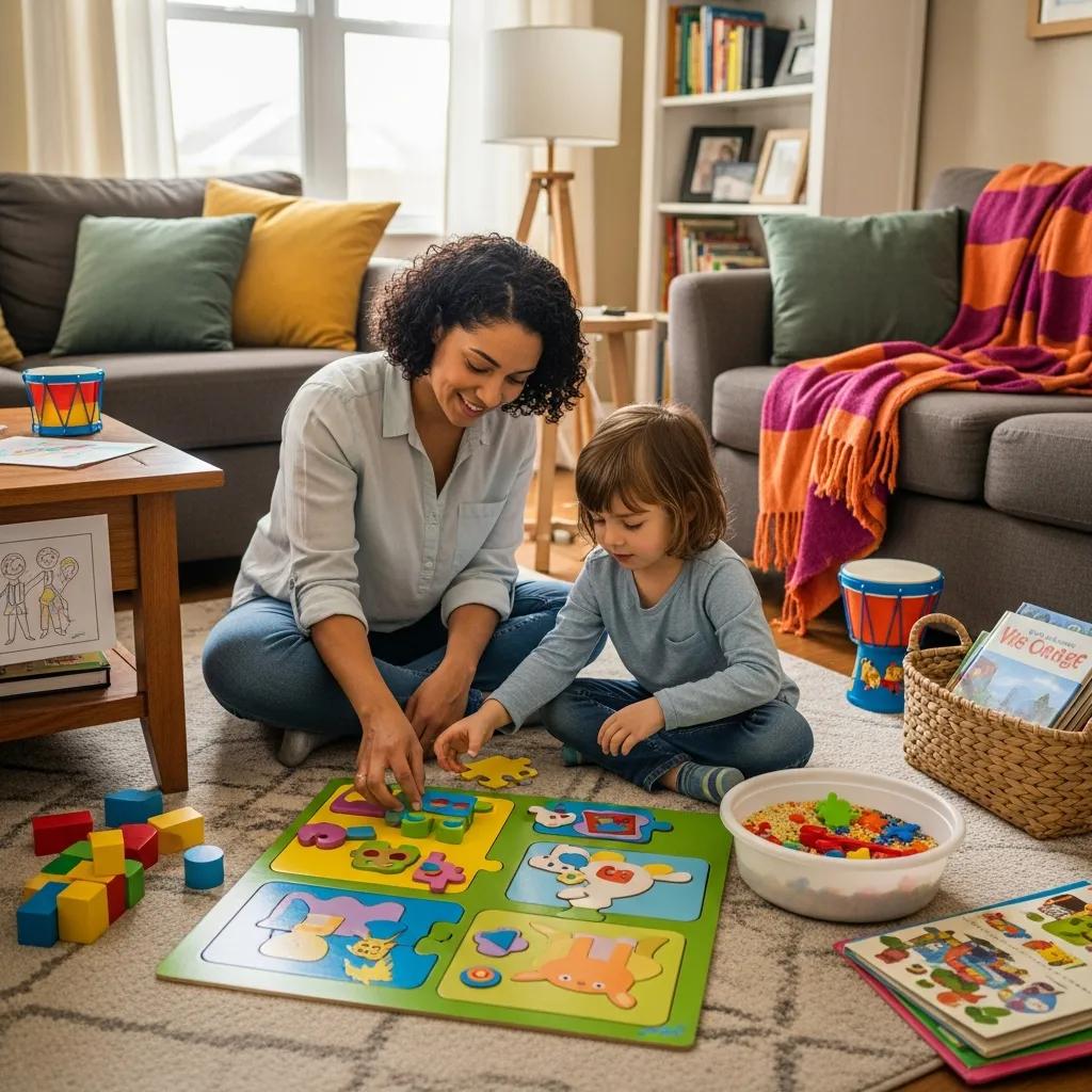 Parent practicing therapy activities at home with their child to support progress
