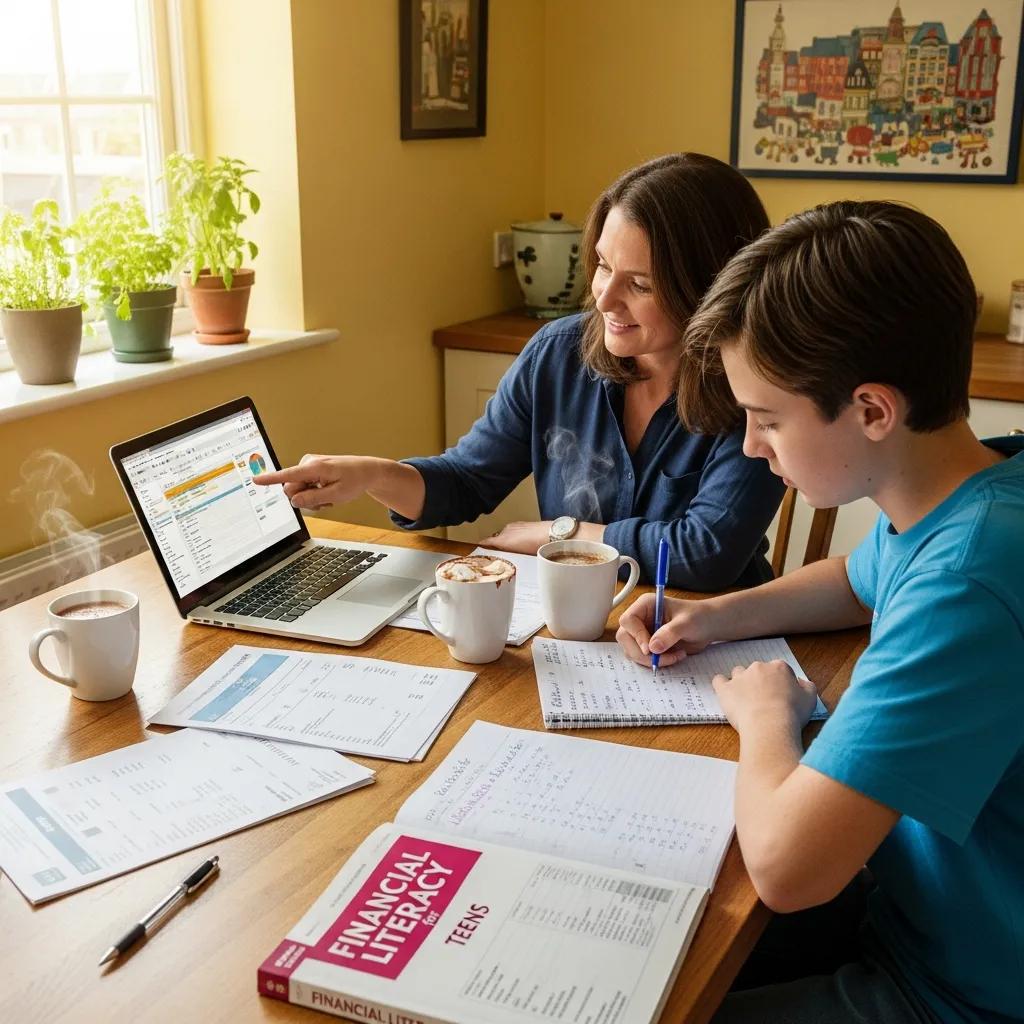 Parent and teen working together on a simple budget