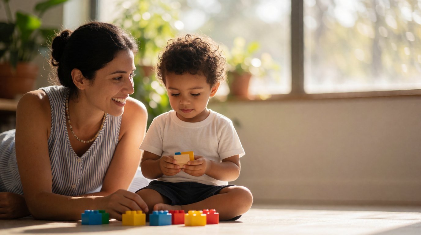 Child engaged in play-based DIRFloortime therapy