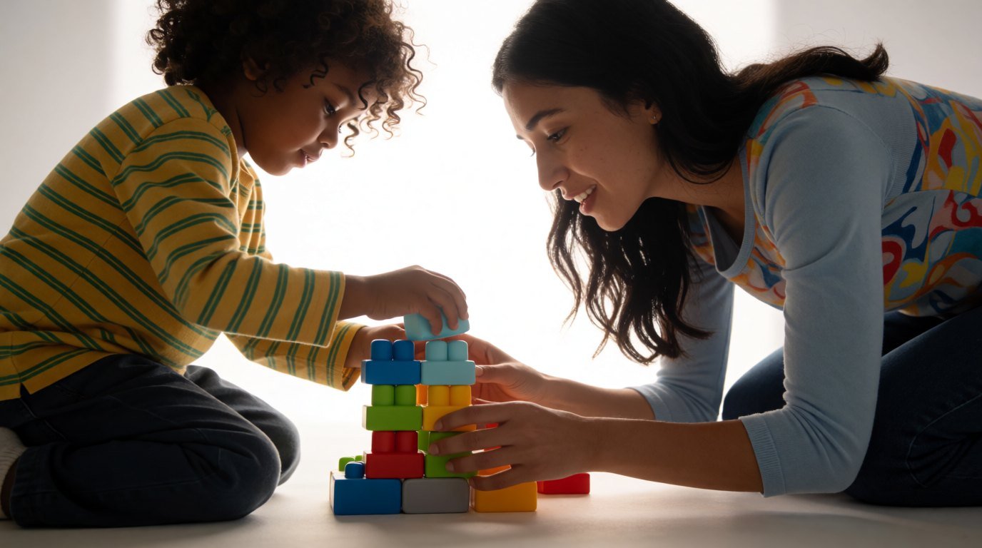 Pediatric occupational therapist working with a child